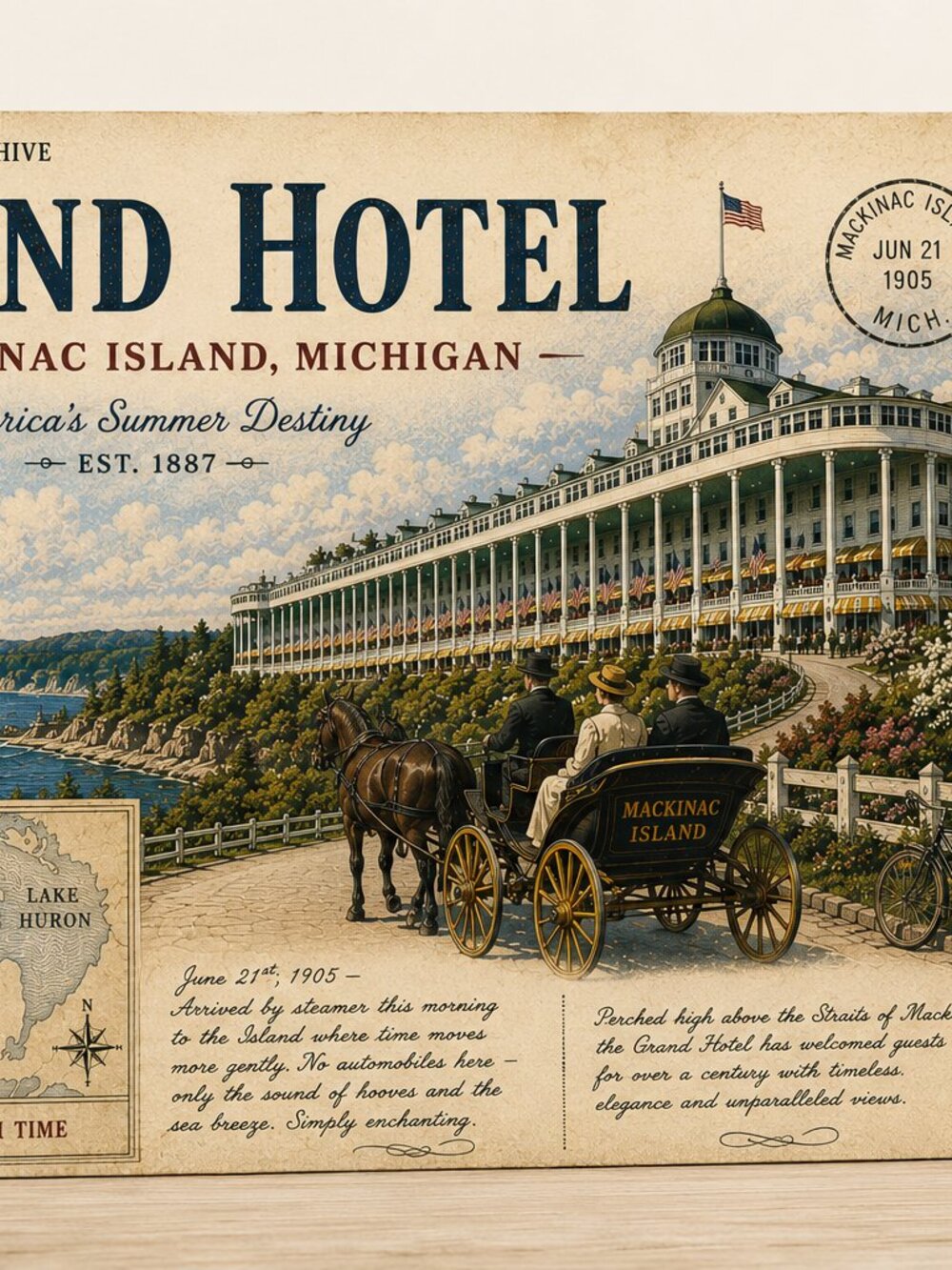 Vintage Mackinac Island Grand Hotel Canvas Print | Retro Michigan Wall Art - Picture 7 of 10